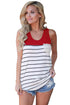 Sexy Stylish Striped Red Block Racerback Tank Top