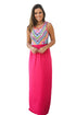 Sexy Stylish Tribal Print Sleeveless Rosy Maxi Dress