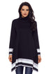 Sexy Stylish Varsity Striped Black Long Sleeve Tunic Top