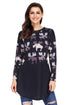 Sexy Taro Cartoon Reindeer Print Black Christmas Blouse