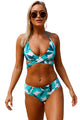 Sexy Tropical Print Cross Top Bikini
