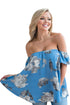 Sexy Turquoise Floral Off Shoulder Blouse