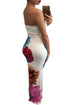 Sexy Twist Front Bandeau Maxi Floral Dress