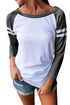 Sexy Versity Stripe Black Raglan Sleeve Baseball Top