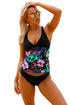 Sexy Vibrant Floral Splice 2pcs Tankini Swimsuit