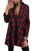 Sexy Vintage Black Red Plaid Long Women's Shirt