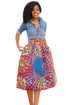 Sexy Vintage High Waist Africa Print A-lined Midi Skirt
