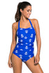 Sexy Vintage Inspired 1950s Style Blue Anchor Teddy Swimsuit