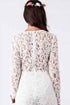 Sexy White Alluring Deep V Neck Long Sleeve Lace Romper
