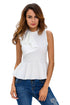 Sexy White Asymmetric Ruffle Side Peplum Top