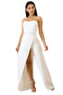 Sexy White Asymmetric Split Leg Strapless Jumpsuit