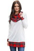Sexy White Autumn Wind Plaid Cowl Neck Tunic