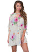 Sexy White Background Floral Dress with Slit Sleeve