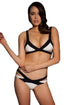 Sexy White Bandage Color Block Bikini Swimsuit