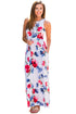 Sexy White Blossom Print Sleeveless Long Boho Dress
