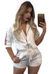 Sexy White Bomber Jacket Satin Short Set