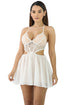Sexy White Crochet Bralette Cutout A-line Chiffon Romper