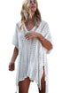 Sexy White Crochet Knitted Tassel Tie Kimono Beachwear