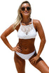 Sexy White Crop Lace Overlay Bikini Set