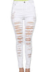 Sexy White Denim Destroyed High-waist Skinny Jeans