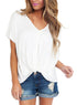 Sexy White Draped Front Knot Top