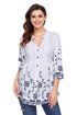 Sexy White Floral Chiffon Button-Down Pin Tuck Tunic