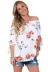 Sexy White Floral Elastic Off Shoulder Top