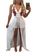 Sexy White Floral Embroidery Romper with Maxi Mesh