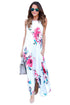 Sexy White Floral Pocketed Holiday Maxi Boho Dress