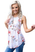 Sexy White Floral Pompom Lace Trim Flowy Tank Top