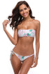 Sexy White Floral Rise Bandeau Bikini Swimsuit