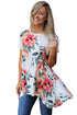 Sexy White Floral Short Sleeve Tunic