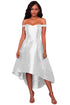 Sexy White High-shine High-low Party Evening Dress