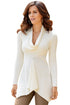 Sexy White Irregular Hemline Cowl Neck Sweater