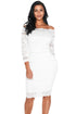 Sexy White Lace Scalloped Off Shoulder Midi Dress