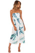 Sexy White Leaf Print Strapless Capris Jumpsuit