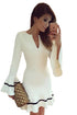 Sexy White Long Sleeve Pencil Sheath Mini Dress