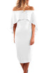 Sexy White Luxurious Off Shoulder Batwing Cape Midi Dress