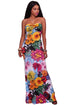 Sexy White Multi-color Floral Print Keyhole Back Maxi Dress