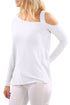 Sexy White One Shoulder Long Sleeve Top with Slit