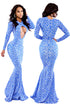 Sexy White Paisley Blue Mermaid Maxi Dress