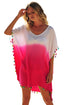 Sexy White Pink Tassel Beach Cover up