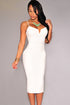 Sexy White Plunging V Neck Midi Dress