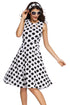 Sexy White Polka Dot Bohemain Print Dress with Keyholes