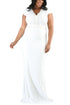 Sexy White Rhinestone Front Bodice Scalloped Neckline Plus Dress