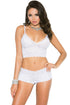 Sexy White Stretch Lace Bralette Lingerie Set