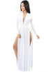 Sexy White Super Classy Long Sleeves Double Slit Long Maxi Dress