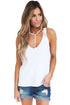 Sexy White T Front Strappy Neck Tank
