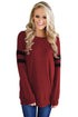 Sexy Wine Striped Sleeve Women’s Sweatshirt Top