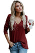 Sexy Women's V Neck Buttoned Wine Tunic